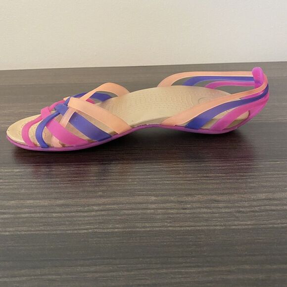 CROCS Huarache ladies Orange & Pink Jelly Open Toe Sandals Women 8 Resort Beach - Picture 8 of 12